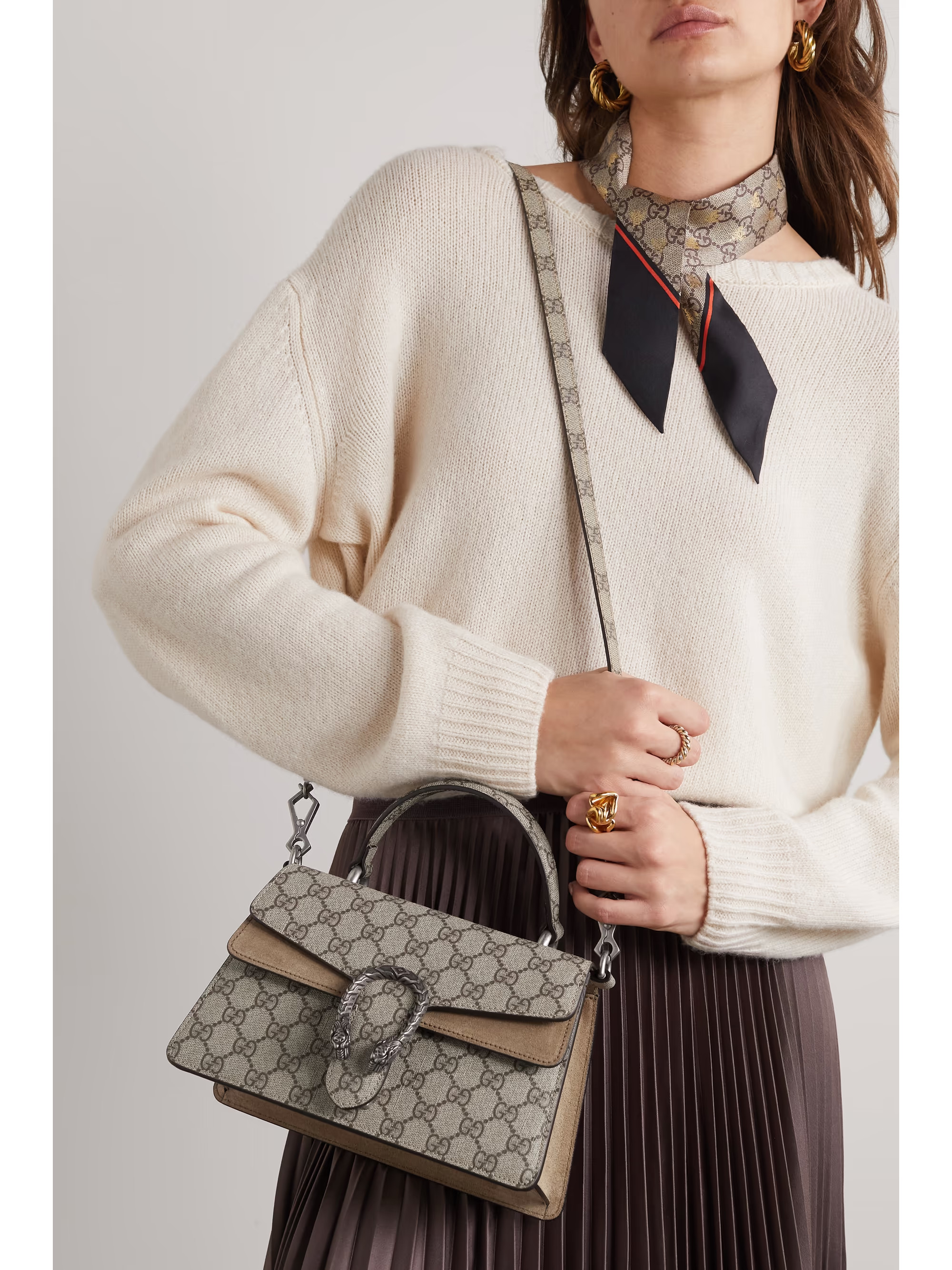 Dionysus embellished suede-trimmed printed coated-canvas shoulder bag | NET-A-PORTER (US)