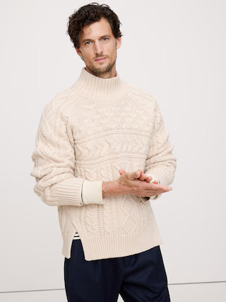 Merino-Cotton Cable-Knit SweaterMerino-Cotton Cable-Knit Sweater$220.00Image of 5 stars, 5 are fi... | Banana Republic (US)