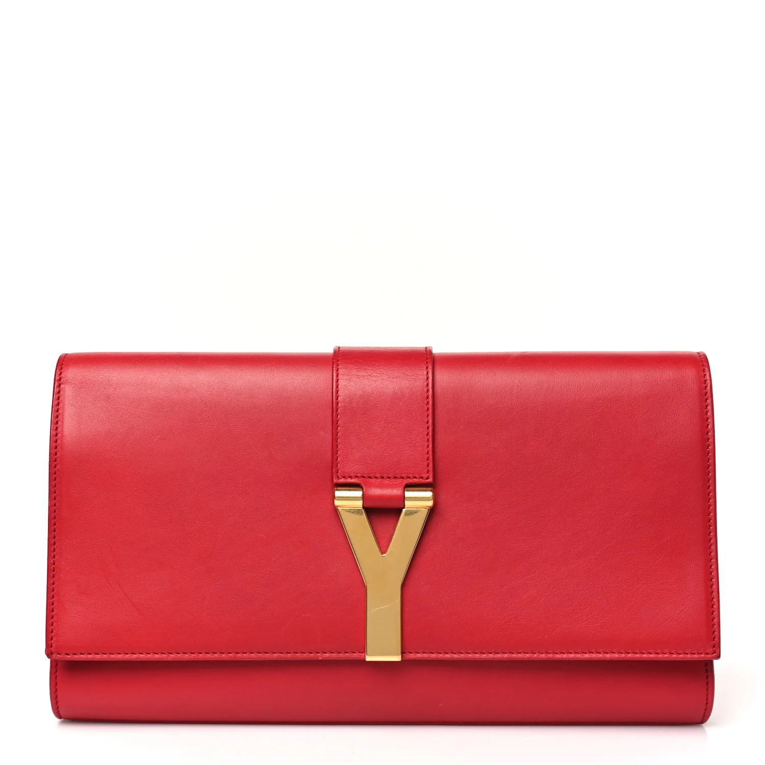 Saint Laurent Calfskin Classic Y Ligne Clutch Red 1734969 | FASHIONPHILE (US)
