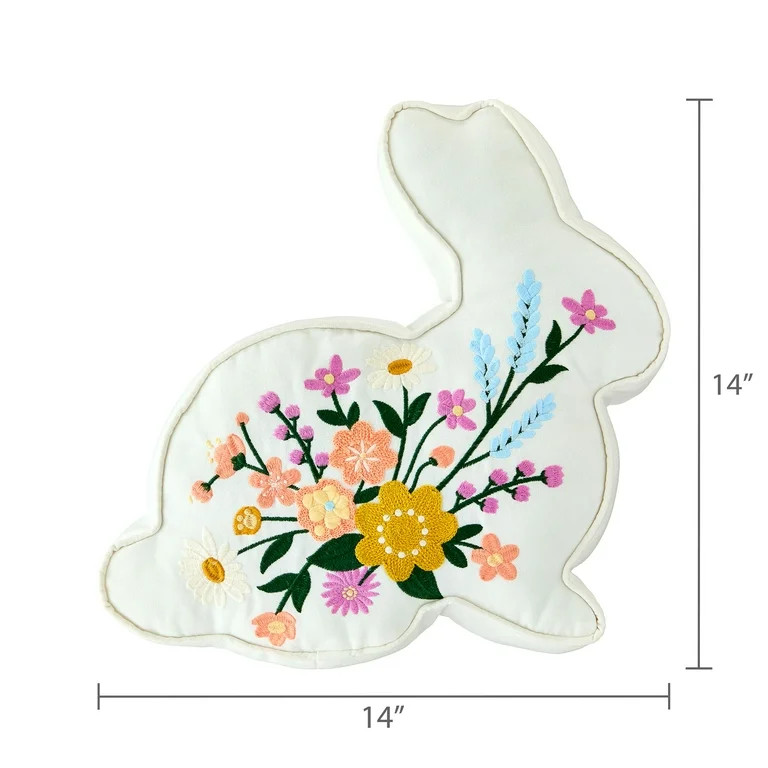 Floral Bunny Decorative Pillow, Multicolor, 14" x 14", Easter by Way To Celebrate | Walmart (US)