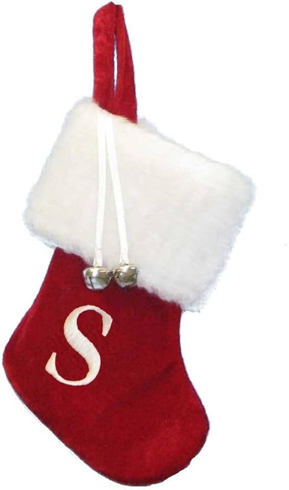 Kurt Adler 7" Red/White Monogram S" Mini Stocking | Amazon (US)