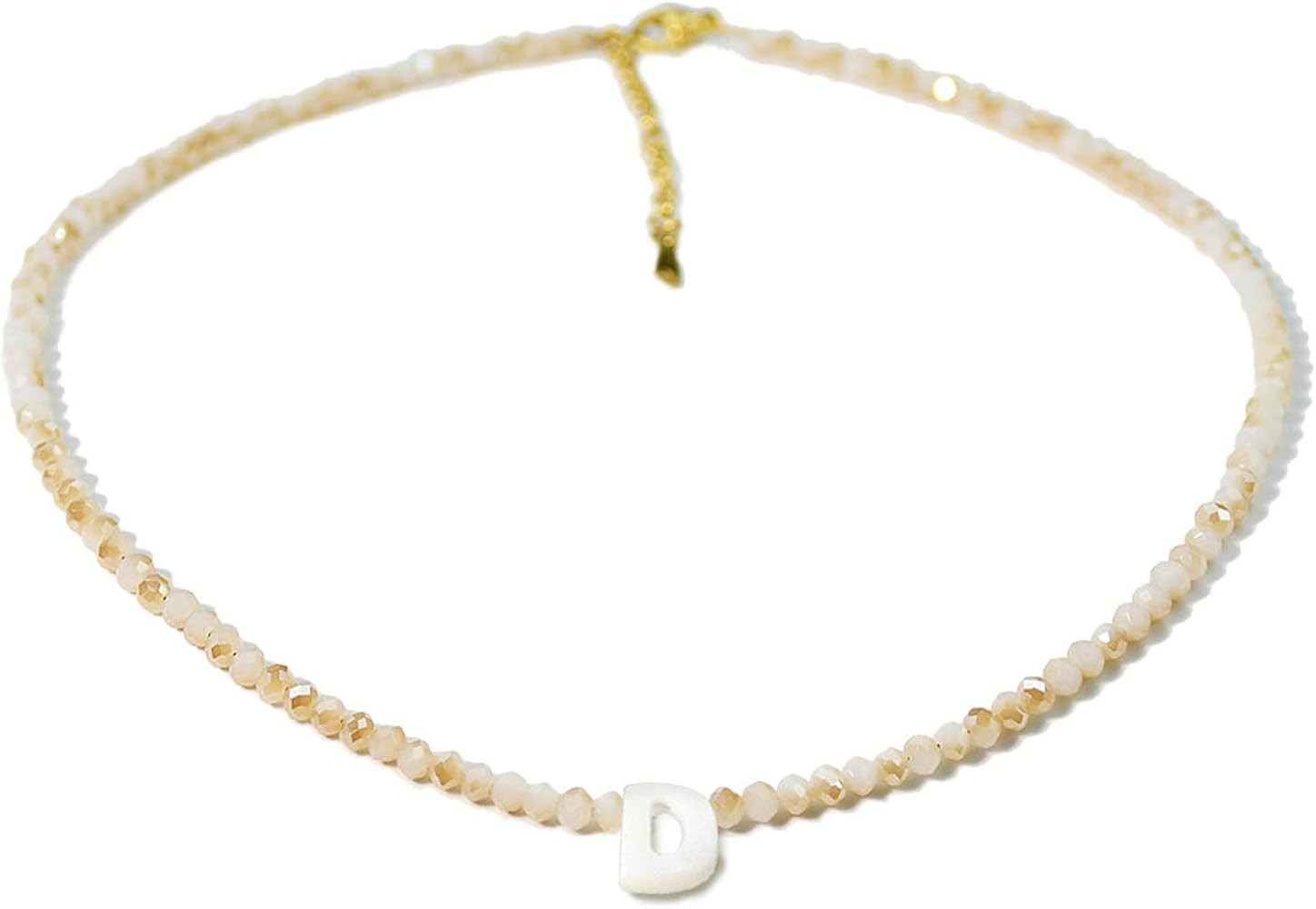 Initial Necklaces for Women - Trendy Beaded Choker Necklace for Women, Handmade Letter Choker Necklace Jewelry for Women | Amazon (US)