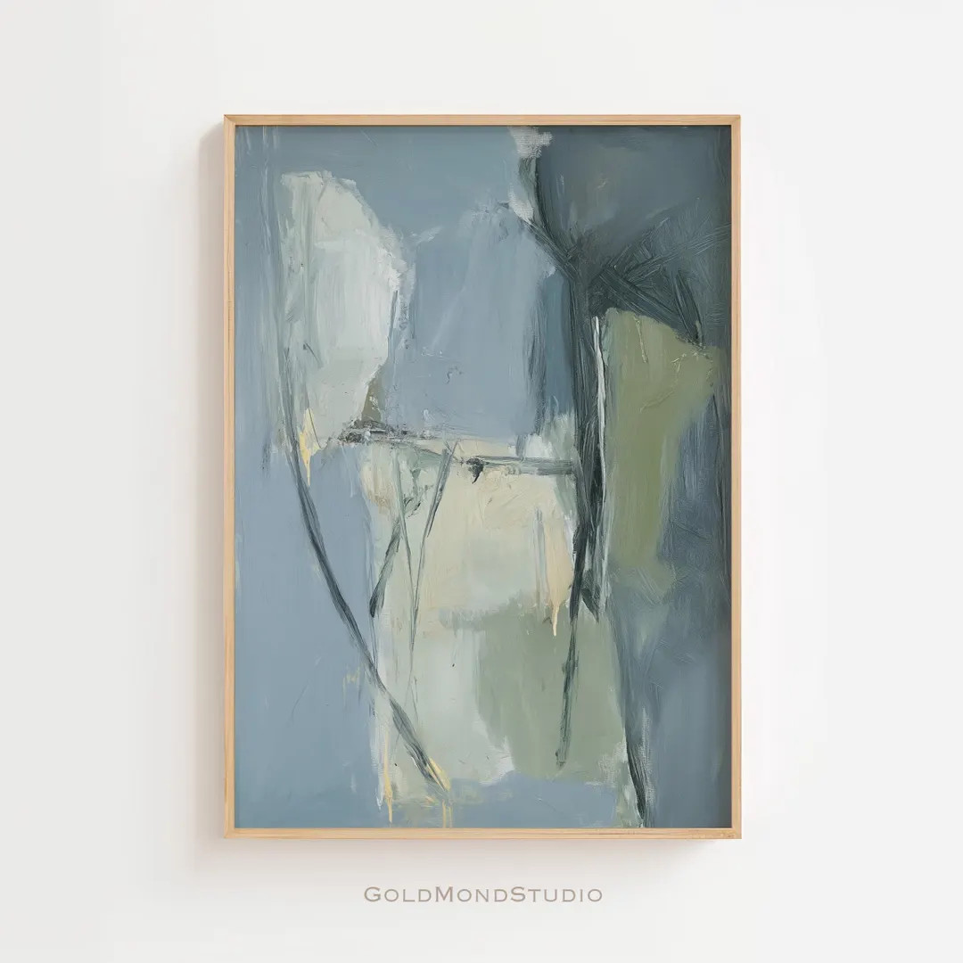 Green Modern Abstract Printable Wall Art, Minimalist art print, Contemporary Living Room Wall Dec... | Etsy (US)