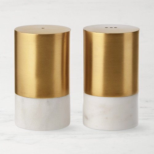 Marble & Brass Salt & Pepper Shakers | Williams-Sonoma