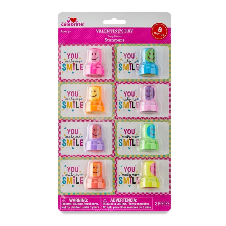 Valentine's Day Smiley Face Stamper Valentines, 8 Count, by Way To Celebrate | Walmart (US)