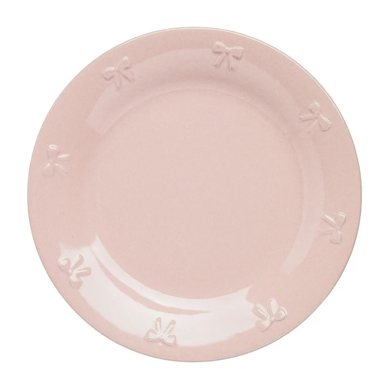 Paris Hilton London Collection Stoneware Salad Plate, Embossed Bow Detailing, 8.5-inch, Blush Pin... | Walmart (US)