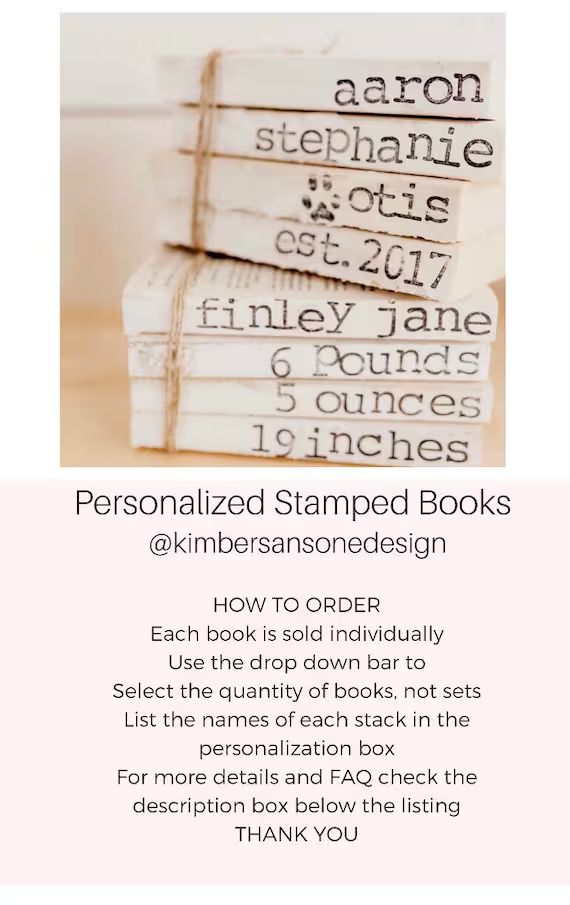 Stamped Book Stack Personalized Custom Bookset | Etsy | Etsy (US)