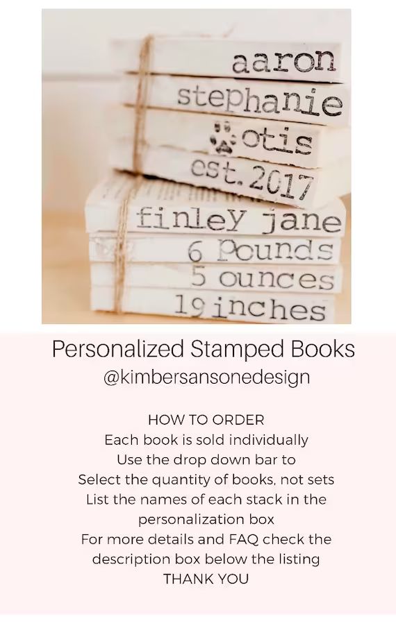 Stamped Book Stack Personalized Custom Bookset | Etsy (US)