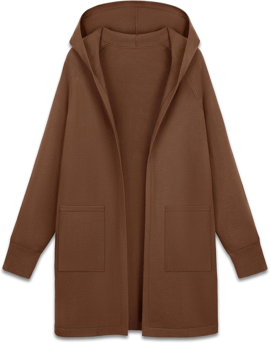 MAGCOMSEN Women's Open Front Cardigan Knit Lightweight Coatigan Jacket Hooded Sweater Coat 2 Pock... | Amazon (US)