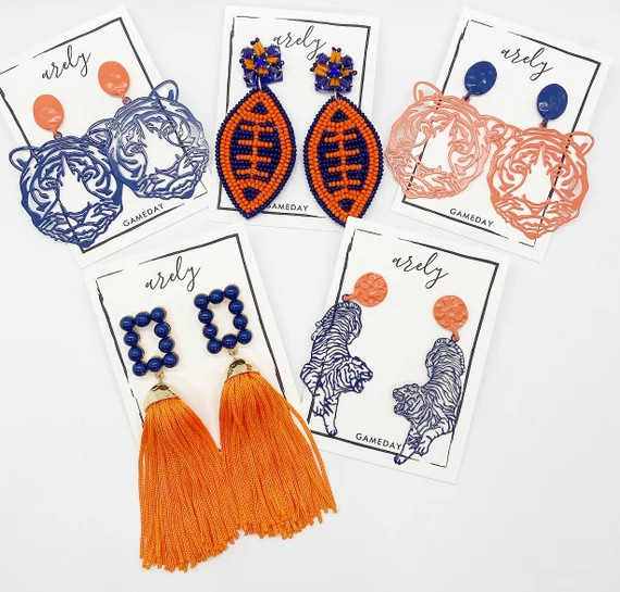 Gameday Earrings, Blue and Orange Earrings, College Gameday, Gifts for Grads | Etsy (US)