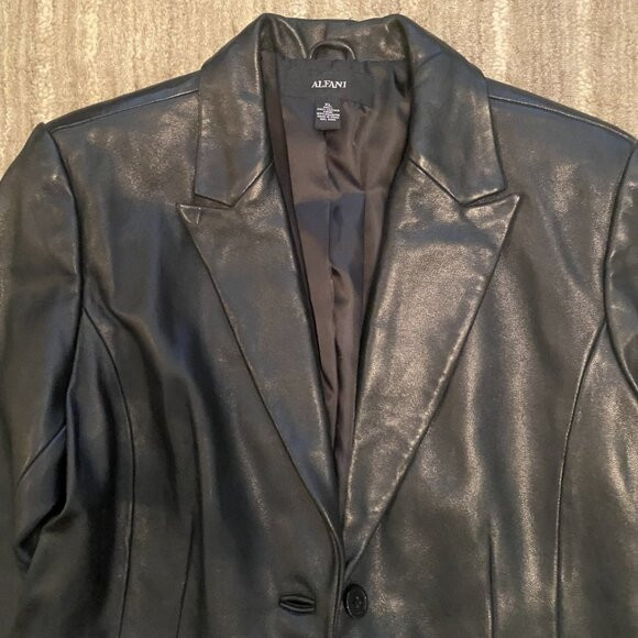 Alfani Women's Soft 100% Leather Black Blazer Jacket Size XL Brand New with tags | Poshmark