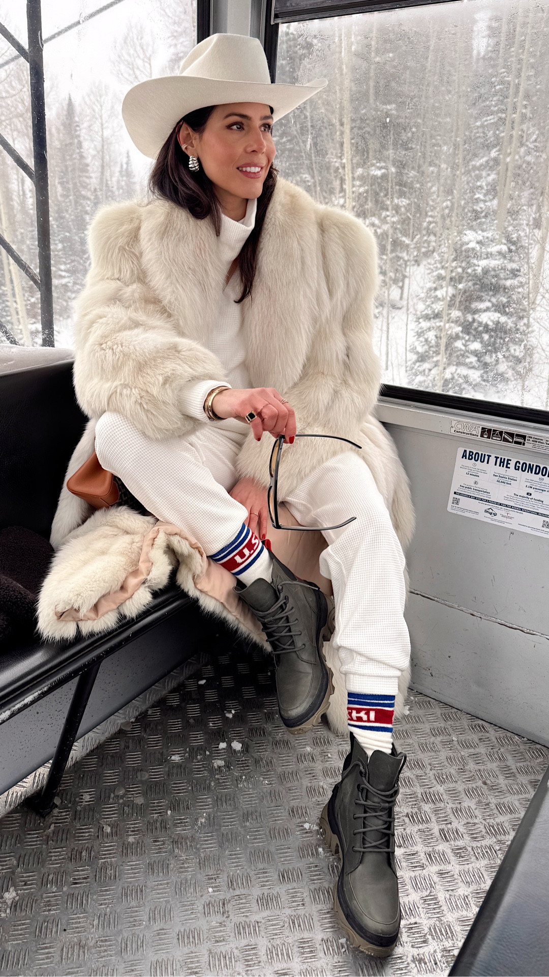 POV: I don’t usually wear loungewear out… but if I do, we’re glamming it up ✨

Heading to breakfast at one of our favorite spots in Telluride @thebutcherthebaker (and yes, their bakery is a MUST). Fully guilty of grabbing pastries to-go for later in the hotel room 🤍

Wearing this waffle knit jogger set — relaxed fit pants with a matching mock neck sweater. So comfy, elevated, and perfect for après-ski, mountain mornings, travel days, or cozy days at home.

Dressed it up with a full-length vintage white fur coat, my go-to Amazon sunnies I’ve been wearing on repeat, and my statement earrings (finally back in stock!). Topped it off with my white cowboy hat from my favorite designer — use code DIANA18 — and my Vivrelle bag of the month (you can use my code for a free month: DIANACAROLINA ). 

Comment, “Telluride” and I’ll DM you all my outfit links.

Mountain chic meets cozy girl aesthetic. #apresski #loungewear #white

#LTKTravel #LTKOver40 #LTKootd