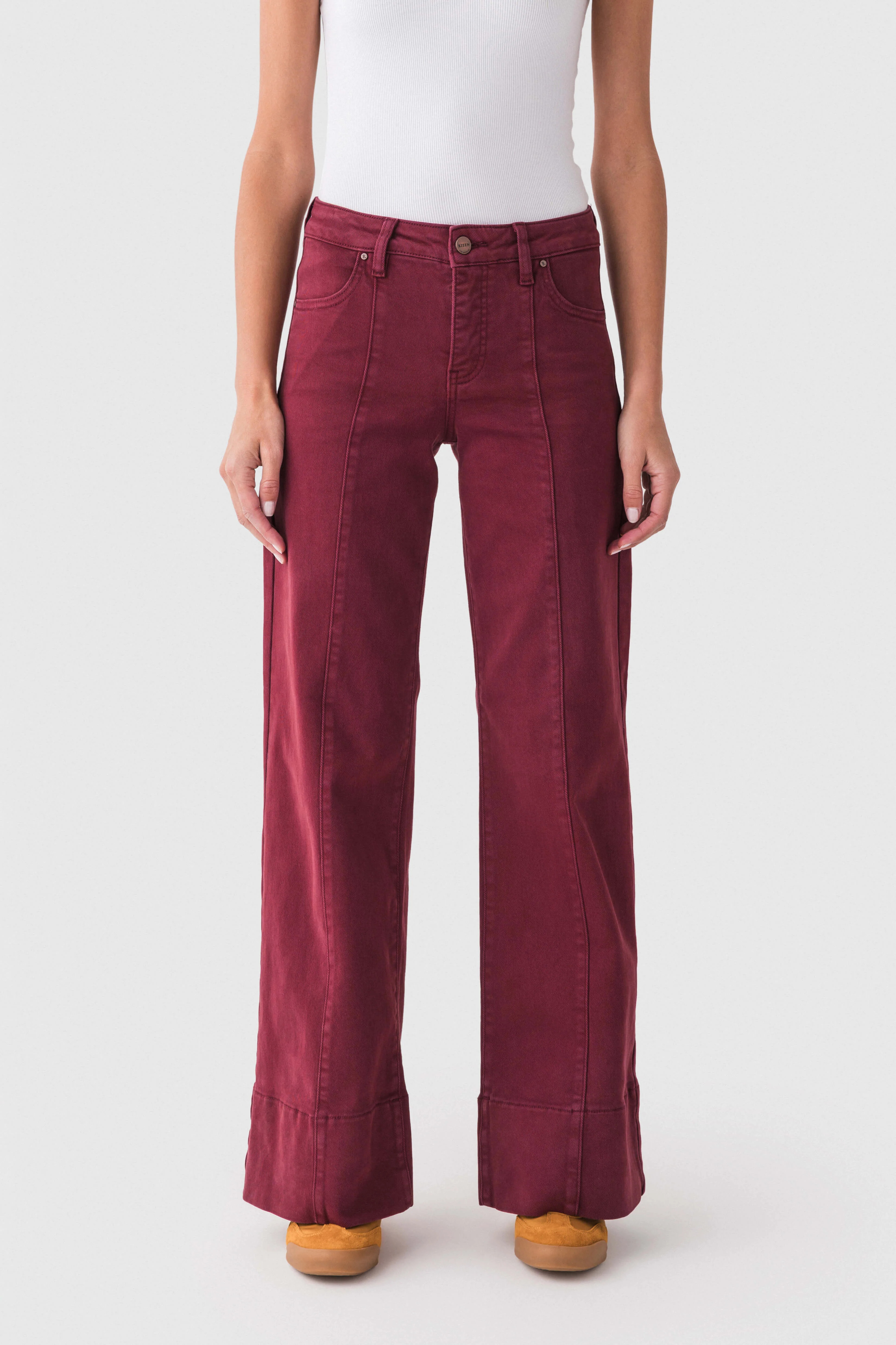 Risen Scarlet Midrise Seamed Colored Wideleg Jeans | Social Threads