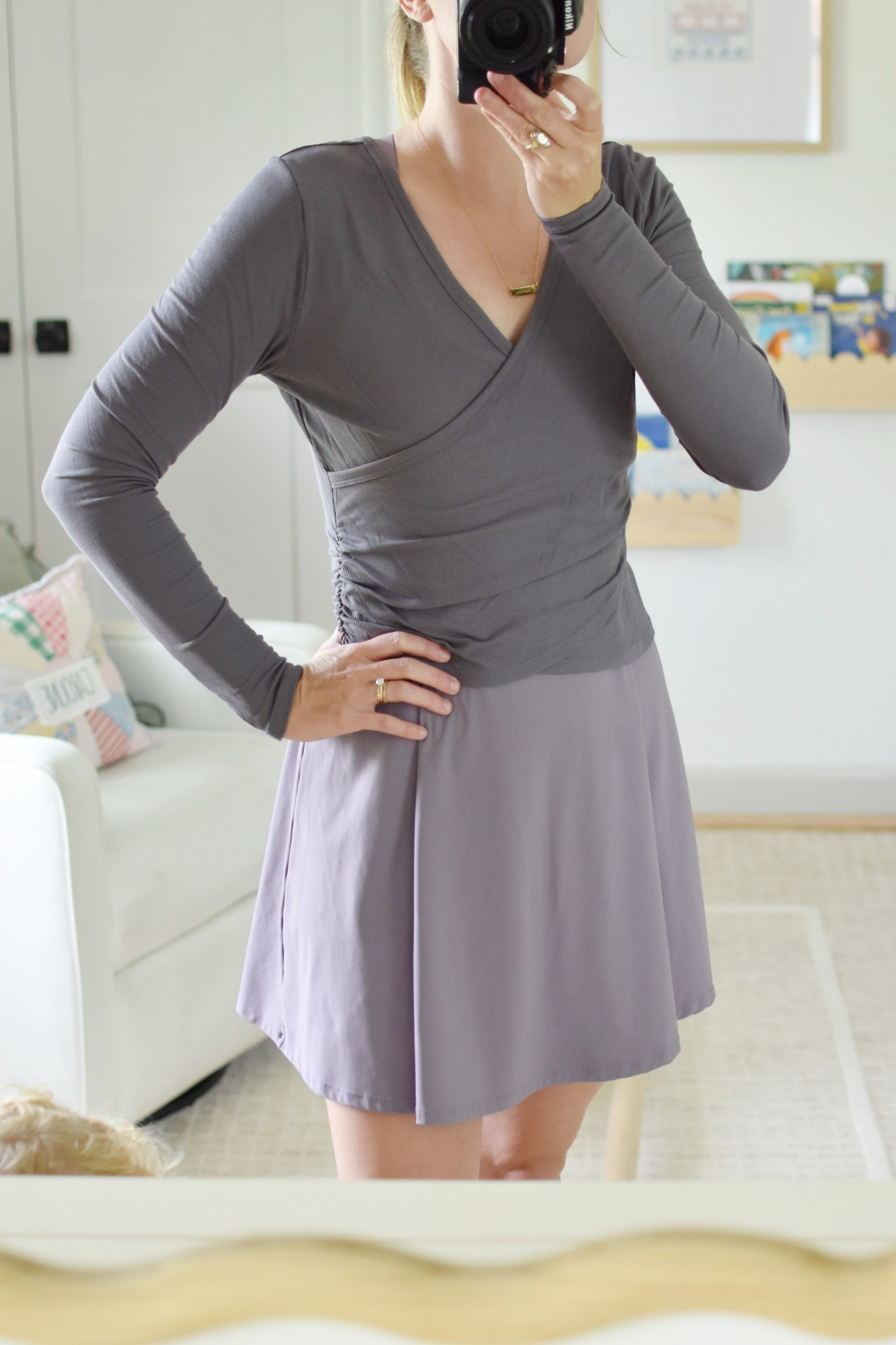 Loving this long sleeve wrap top. The ruched sides are very flattering and the stretchy fabric would be perfect for nursing mamas. Wearing a size medium in Grey Ash.

#LTKautumn #LTKSeasonal #LTKActive