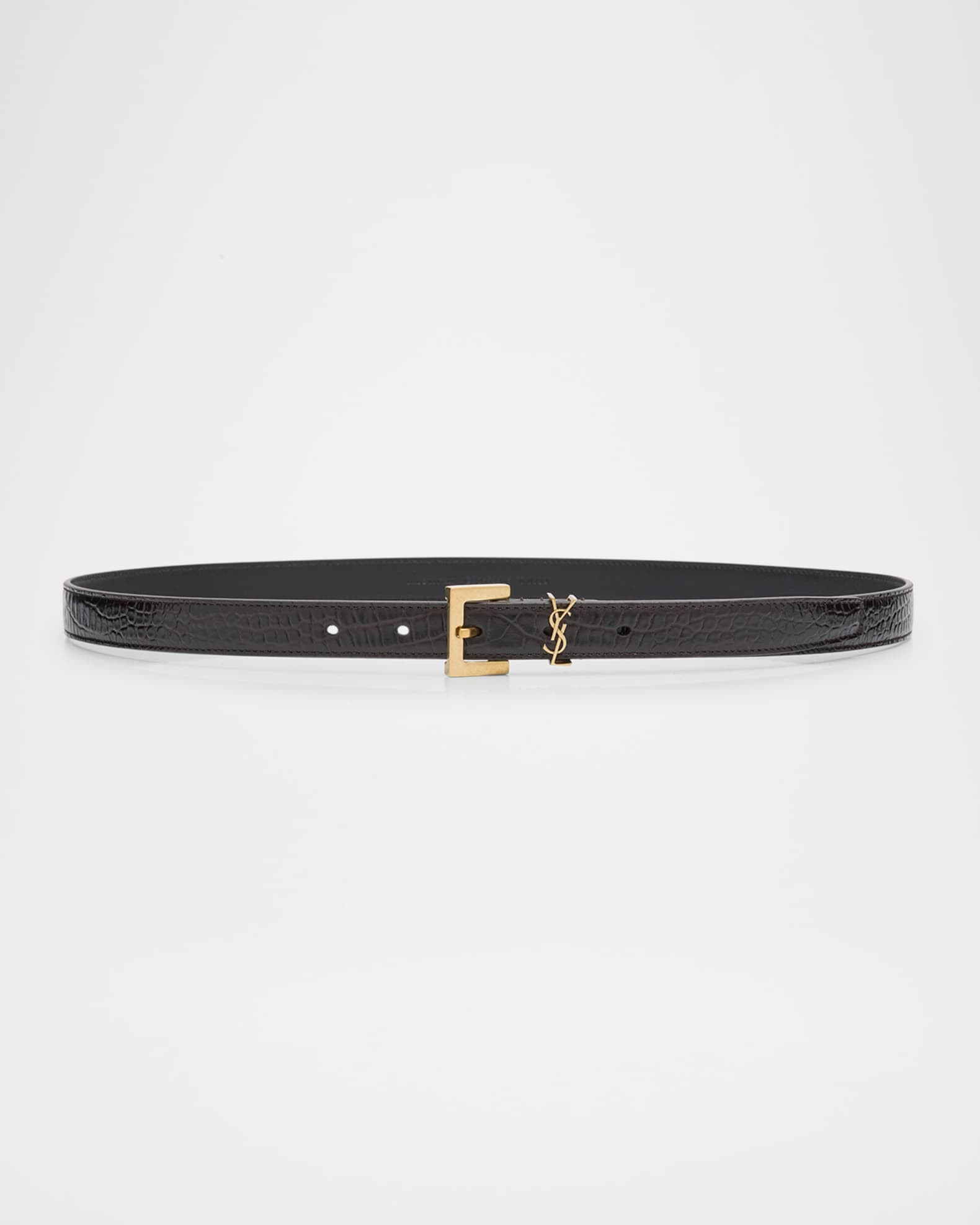 Cassandre YSL Croc-Embossed Leather Belt | Neiman Marcus