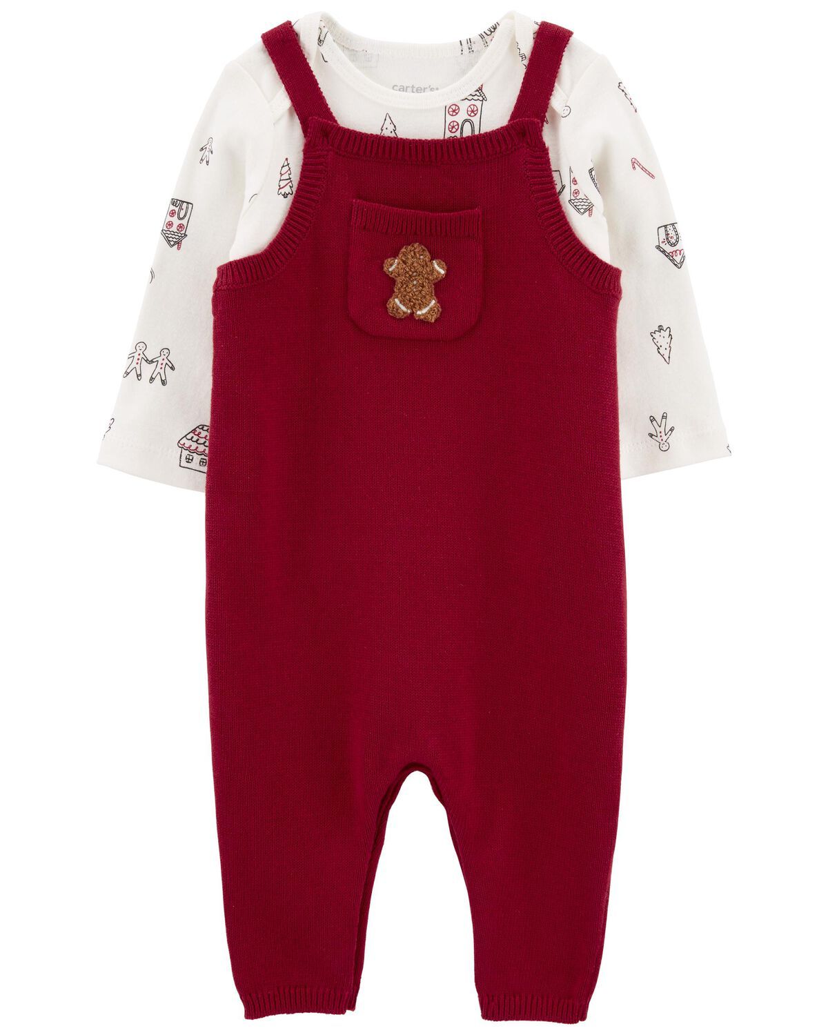 White/Red Baby 2-Piece Christmas Long-Sleeve Tee & Overall Set | carters.com | Carter's