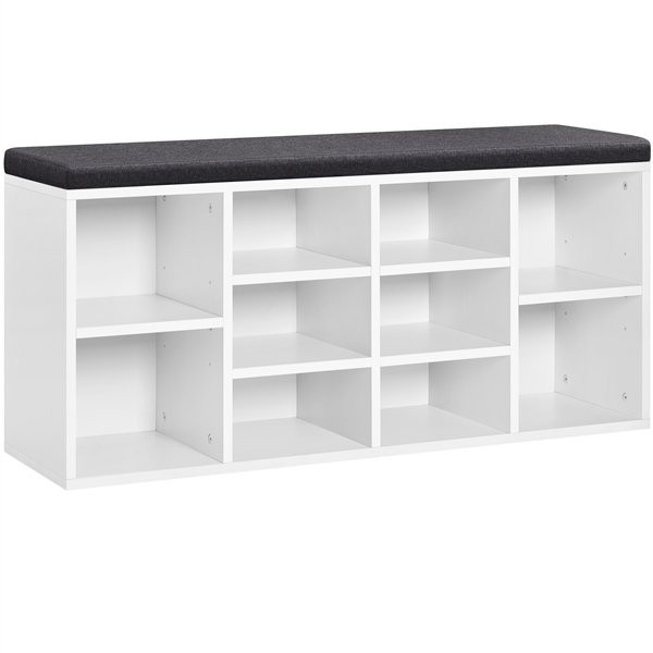 Topeakmart 41.5'' Shoe Storage Bench Organizer with 10 cubbies and Cushion Seat, White - Walmart.... | Walmart (US)