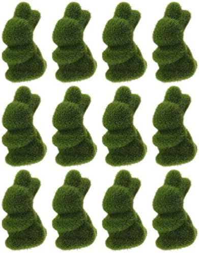 NUOBESTY 12 Pcs Easter Moss Rabbit Artificial Turf Grass Bunny Faux Green Moss Covered Stones Gre... | Amazon (US)