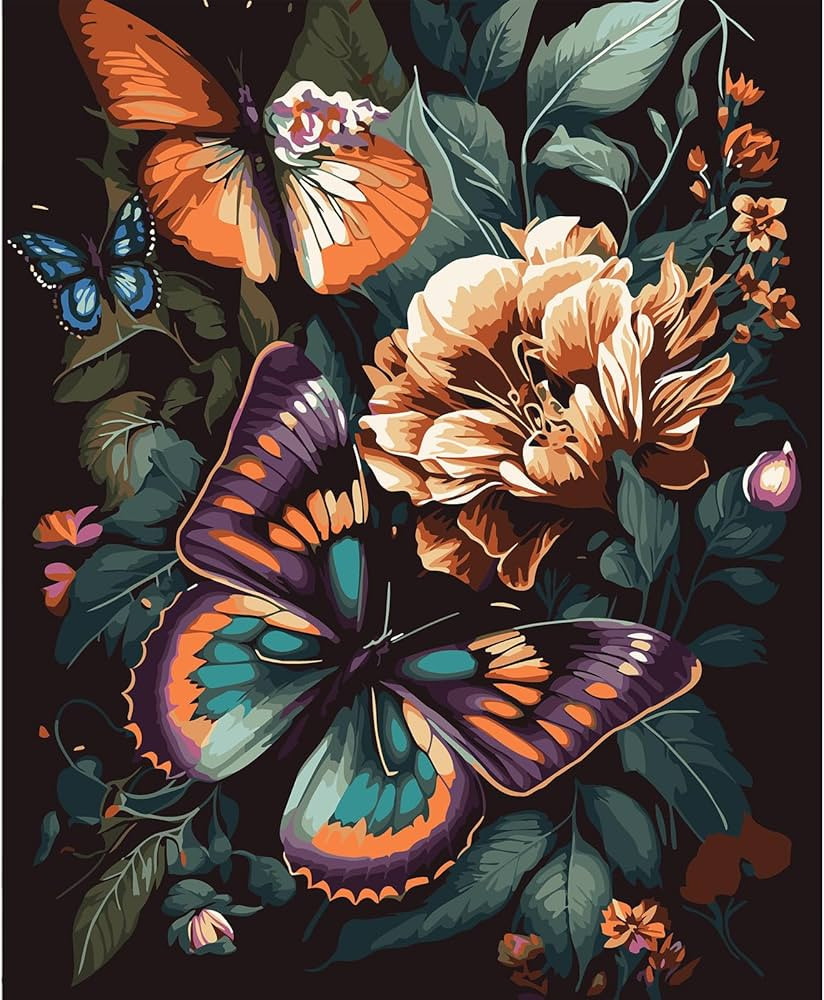 Artunion Flower Butterfly Paint by Numbers for Adults Beginner, Butterly Paint by Number Kits, DI... | Amazon (US)