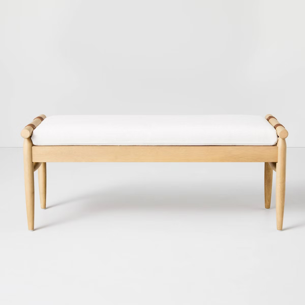 Upholstered Natural Wood Accent Bench Oatmeal - Hearth & Hand™ with Magnolia | Target
