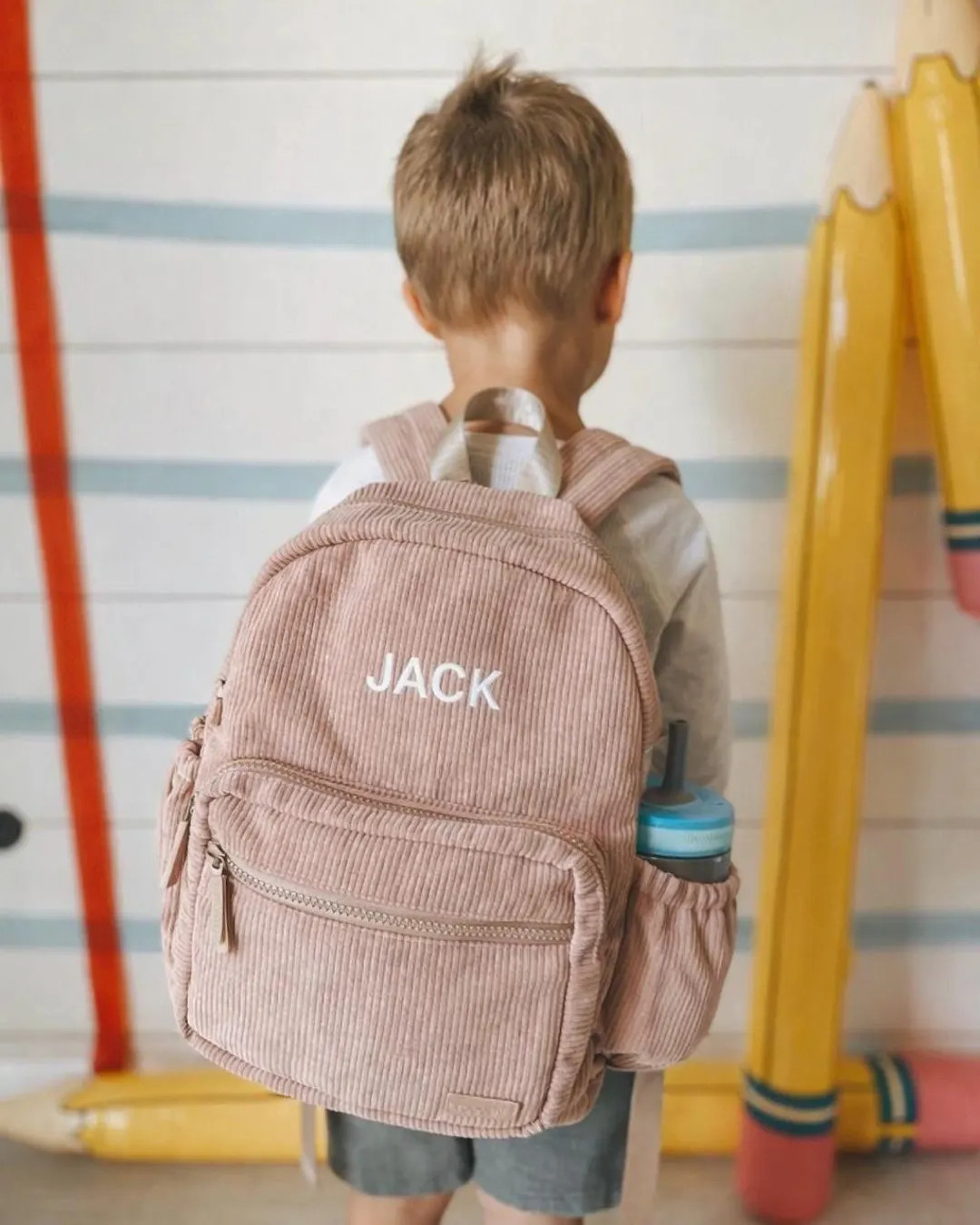 Personalized Boys Backpack|Custom Toddler Boy Birthday Gift|Daycare Book bag|Corduroy bag with Na... | Etsy (Global)