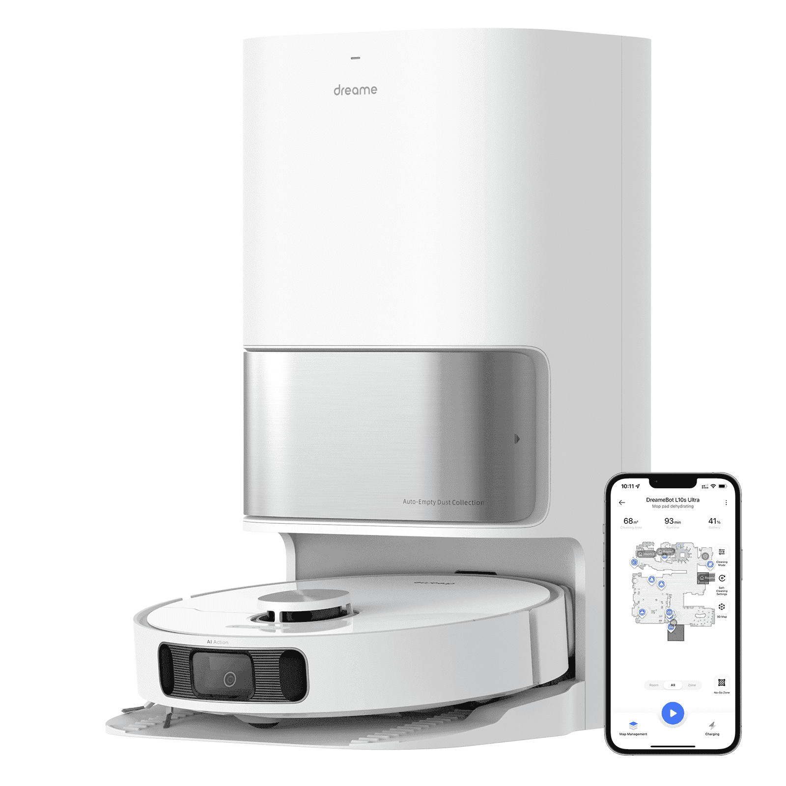 Dreame L10s Ultra Robot Vacuum and Mop Combo, Auto Mop Cleaning and Drying, Self-Refilling and Self-Emptying Base for 60 Days of Cleaning, 5300Pa Suction and AI Navigation, Compatible with Alexa | Walmart (US)