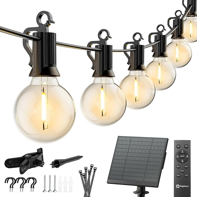 Brightown 58FT Solar String Lights Outdoor with Remote Cable Ties and Hooks, Commercial Grade Pat... | Amazon (US)