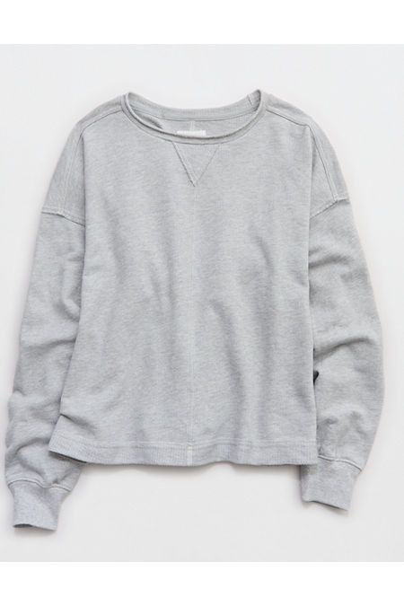 Aerie Vacay Crew Sweatshirt Women's Medium Heather Gray XXS | Aerie