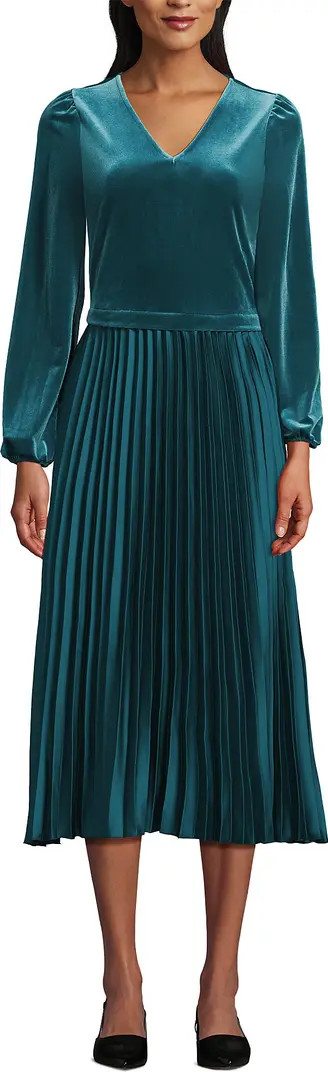 Lands' End Velvet and Satin Duet Midi Dress | Nordstrom | Nordstrom