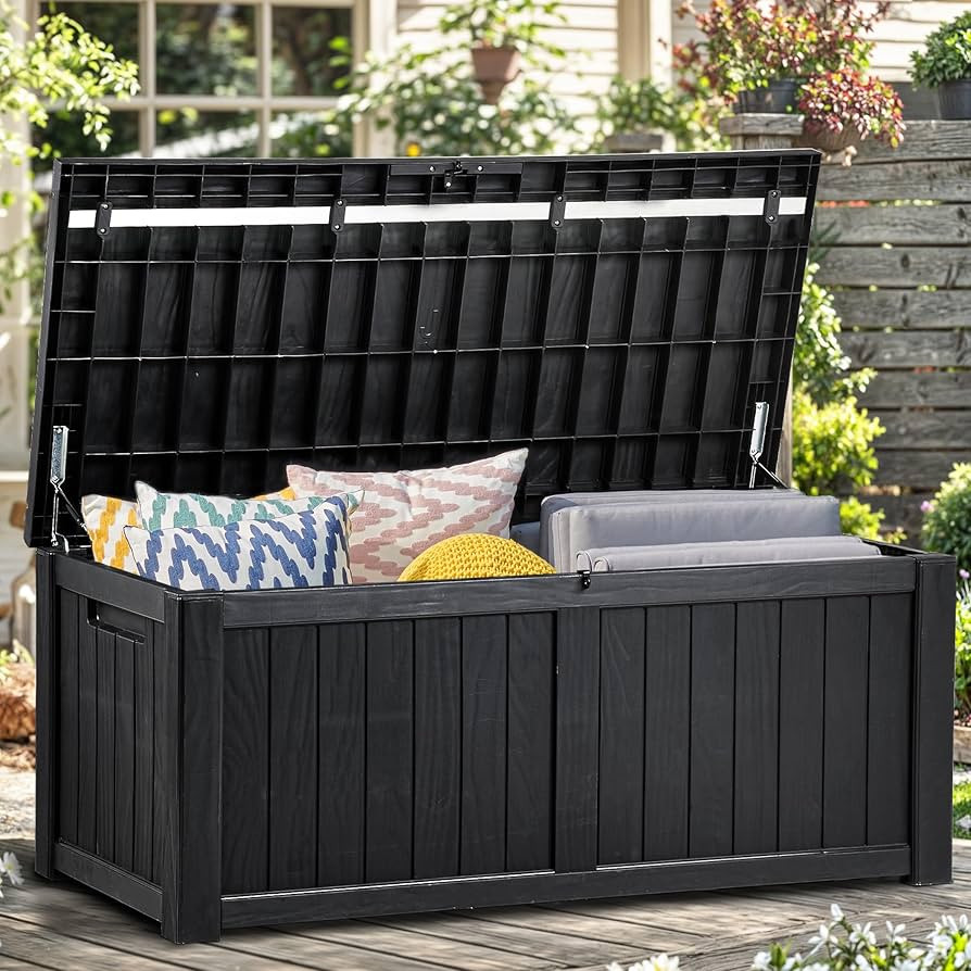 YITAHOME 120 Gallon Large Deck Box, Resin Outdoor Storage Box for Outdoor Pillows, Garden Tools a... | Amazon (US)
