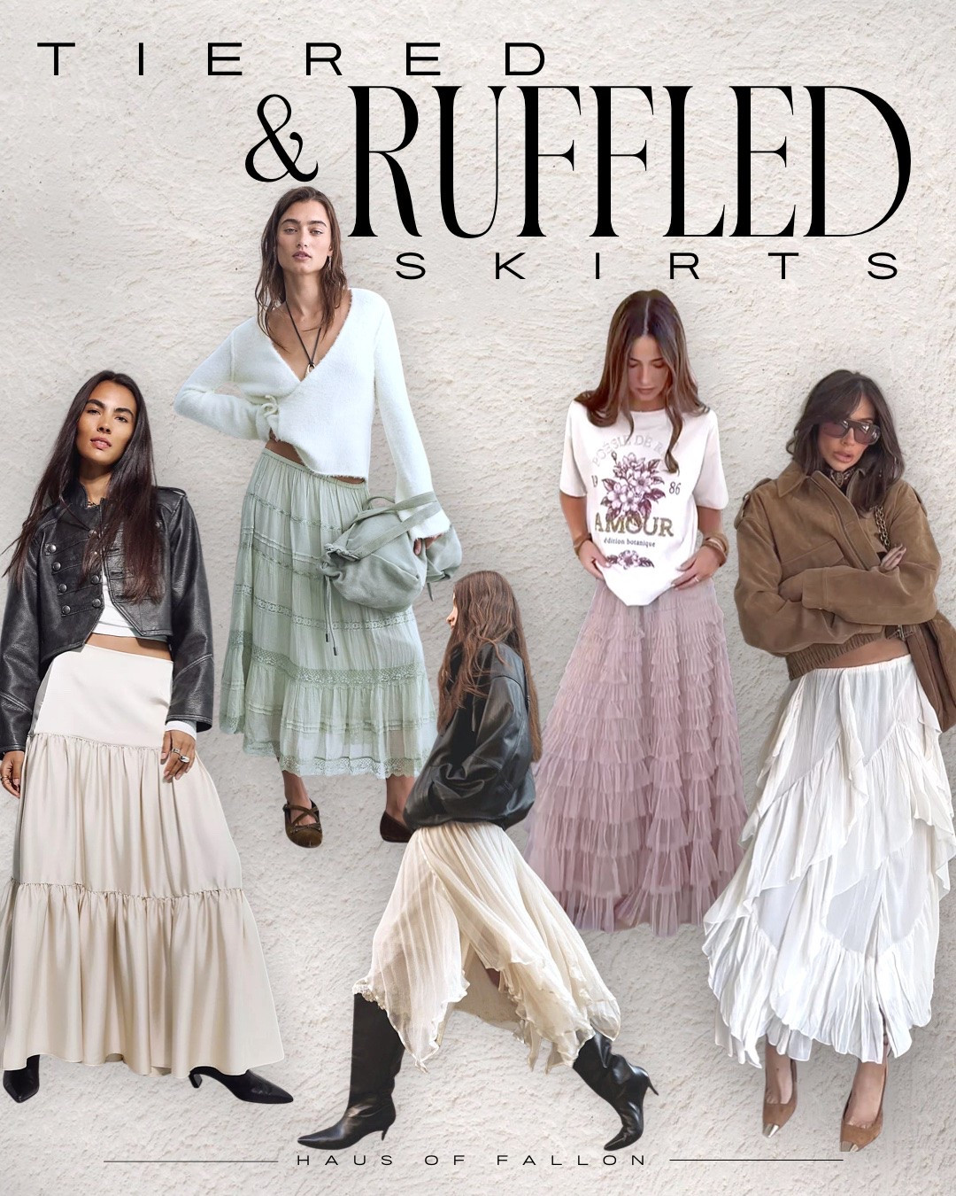 Tiered & ruffled skirts are one of the prettiest skirt trends for Fall 2026 🤍 Romantic, feminine and just undone enough to feel modern.

From tiered maxi skirts and ruffled midi skirts to lace, tulle and flowy layered silhouettes, these skirts add movement and texture without making an outfit feel overly dressed up. The key for fall? Pair something soft and feminine with something a little more structured or unexpected.

Think ruffled maxi skirts + leather jackets, tiered skirts + oversized knits, romantic midis + graphic tees, or flowy skirts + suede jackets and boots. That high-low mix is what makes the trend feel current.

Basically, romantic dressing is back- but with an edge. 🖤

Save this for your Fall 2026 outfit inspiration + shop my favorite tiered & ruffled skirts in my LTK.

#TieredSkirt #RuffledSkirt #MaxiSkirt #MidiSkirt #FallFashion2026 #FallTrends2026 #SkirtTrends2026 #FallSkirts #MaxiSkirtOutfit #FallOutfitIdeas #RomanticStyle #FeminineStyle #FashionOver40 #Over40Style #HausOfFallon

#LTKootd #LTKOver40 #LTKSeasonal
