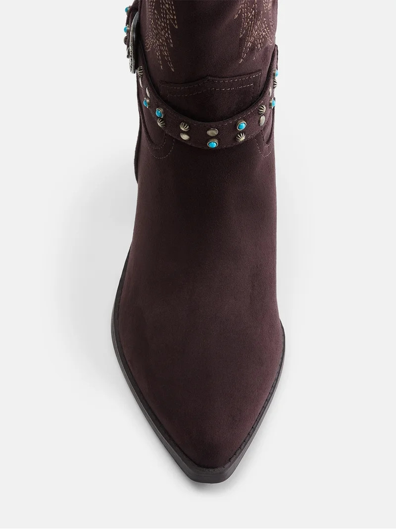 Madden NYC Women's Faux Suede Western Buckle Boots | Walmart (US)