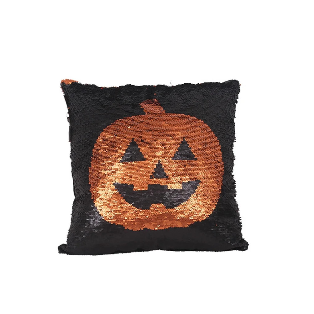 Creative Halloween Decorative Throw Pillow Case and Pad Set Sequin Pumpkin Pattern Pillow Case Cu... | Walmart (US)