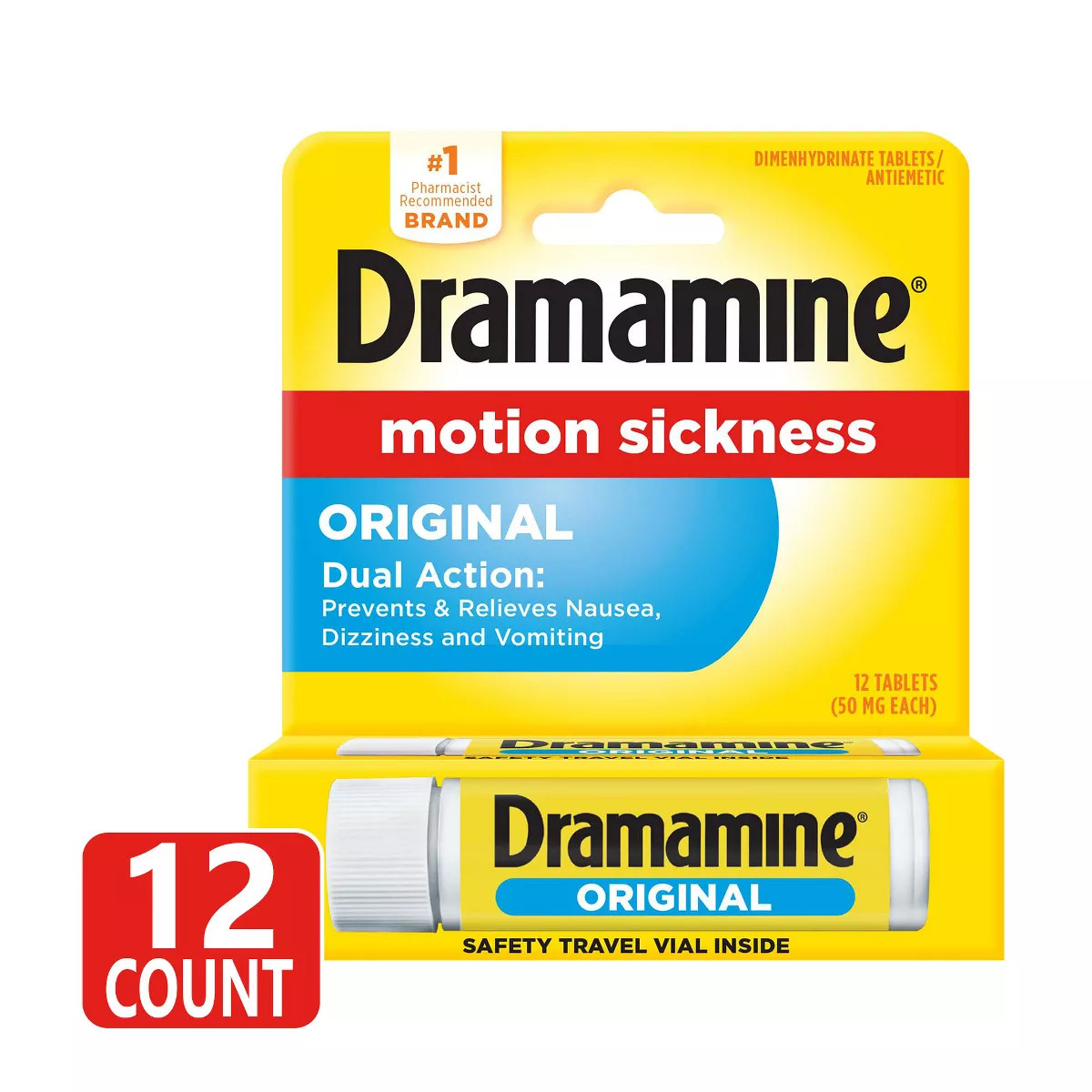 Dramamine Original Formula Motion Sickness Relief Tablets for Nausea, Dizziness & Vomiting - 12ct | Target