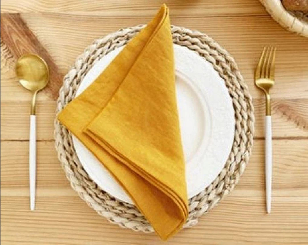 Set of 12 Psc. Mustard Yellow, Cotton Napkins, Dinner Kitchen Napkins, Table Cloth Napkins for We... | Etsy (US)