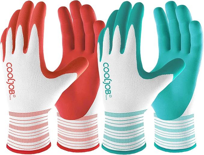 COOLJOB Gardening Gloves for Women and Ladies, 6 Pairs Breathable Rubber Coated Yard Garden Glove... | Amazon (US)