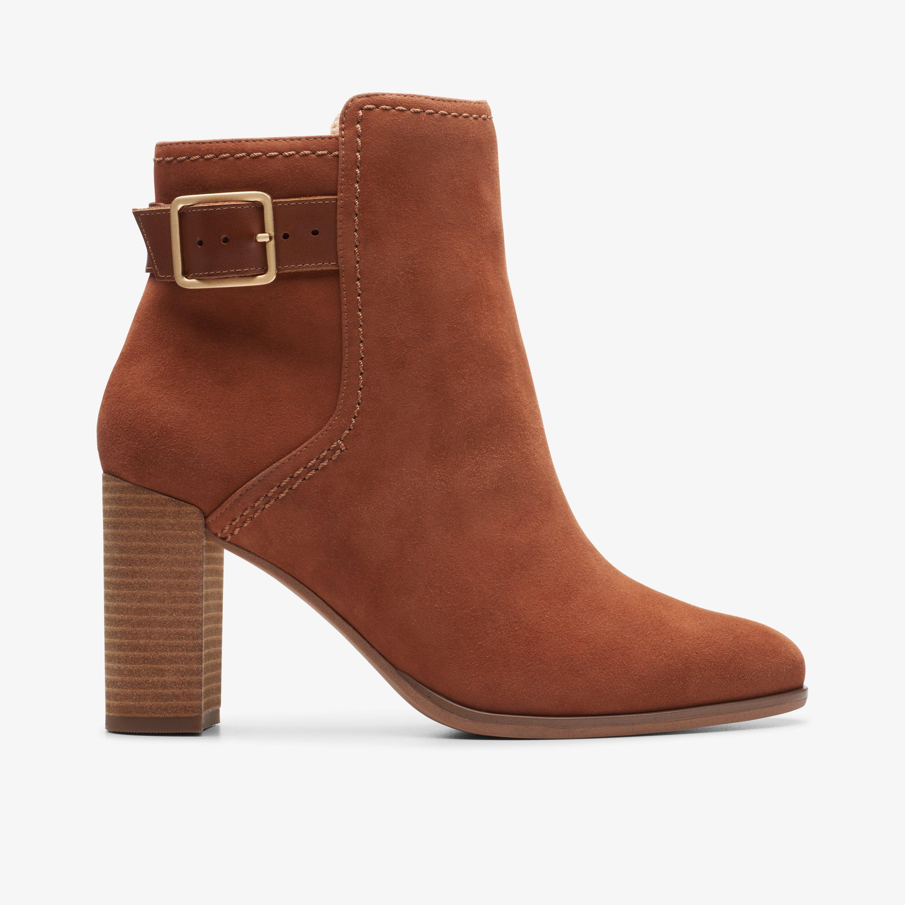 Women Freva85 Buckle Caramel Suede Boots | Clarks US | Clarks (US)