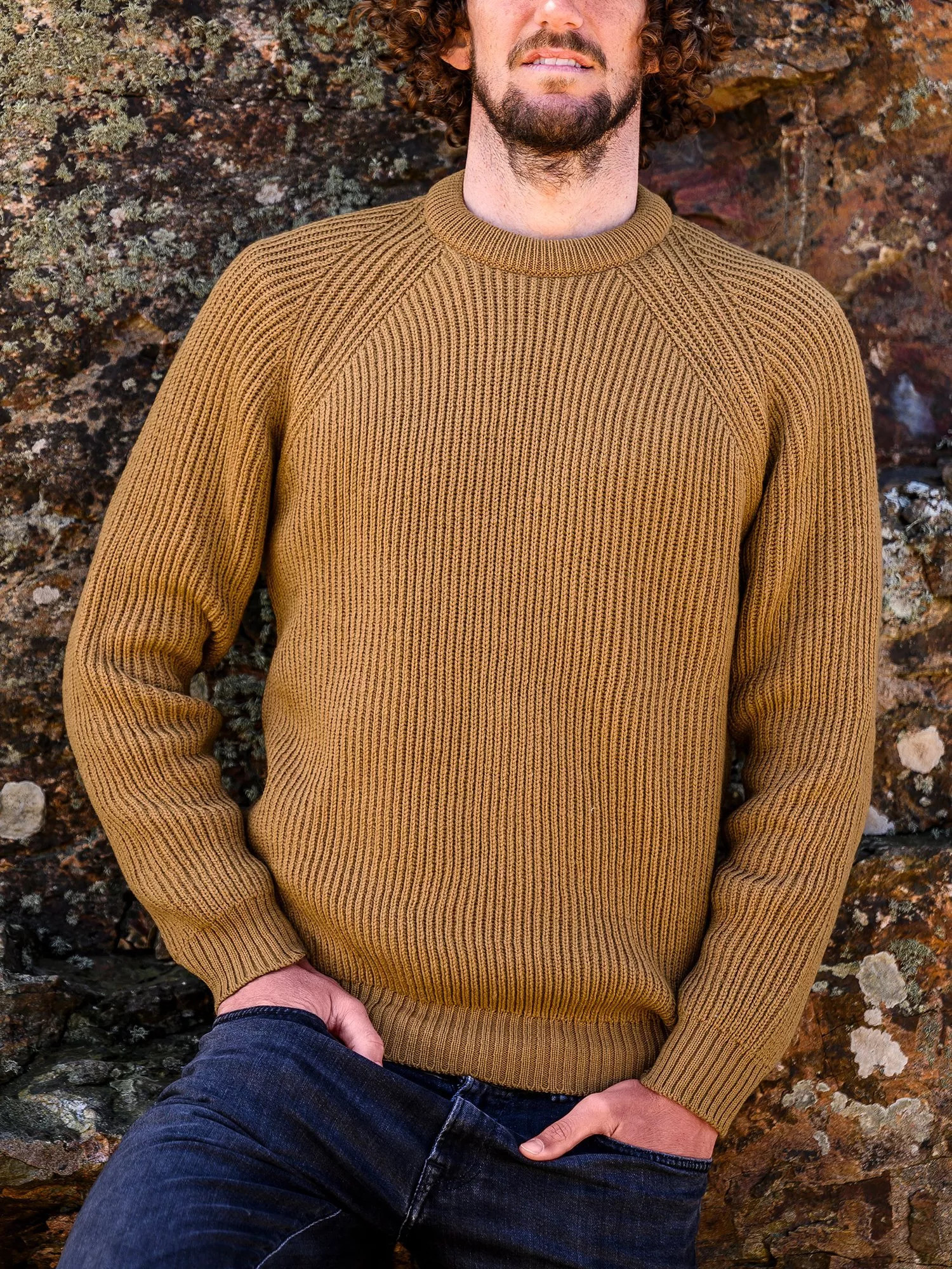 Celtic & Co. Ribbed Fisherman Jumper, Autumn Brown | John Lewis (UK)