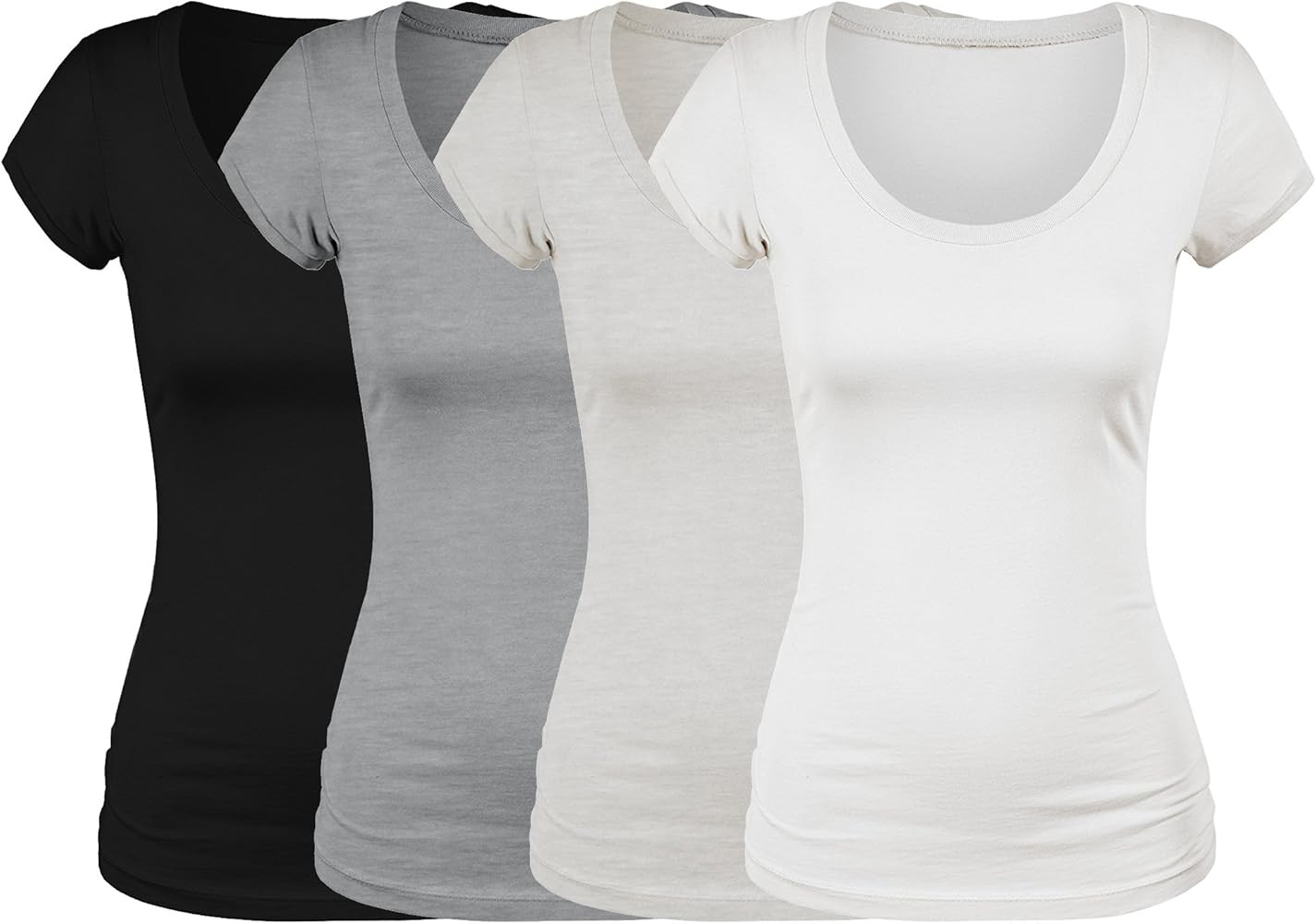 Emmalise Women's Short Sleeve Tshirt Scoop Neck Tee Value Pack Junior Plus Sizes | Amazon (US)