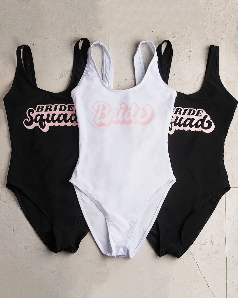 Bride/ Bride Squad Swimsuit Personalized Bride Swimsuit One-piece Honeymoon Swim Suit Custom Swim... | Etsy (US)