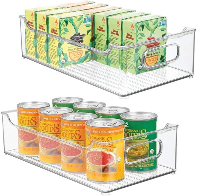 mDesign Wide Stackable Plastic Kitchen Pantry Cabinet, Refrigerator or Freezer Food Storage Bin w... | Amazon (US)