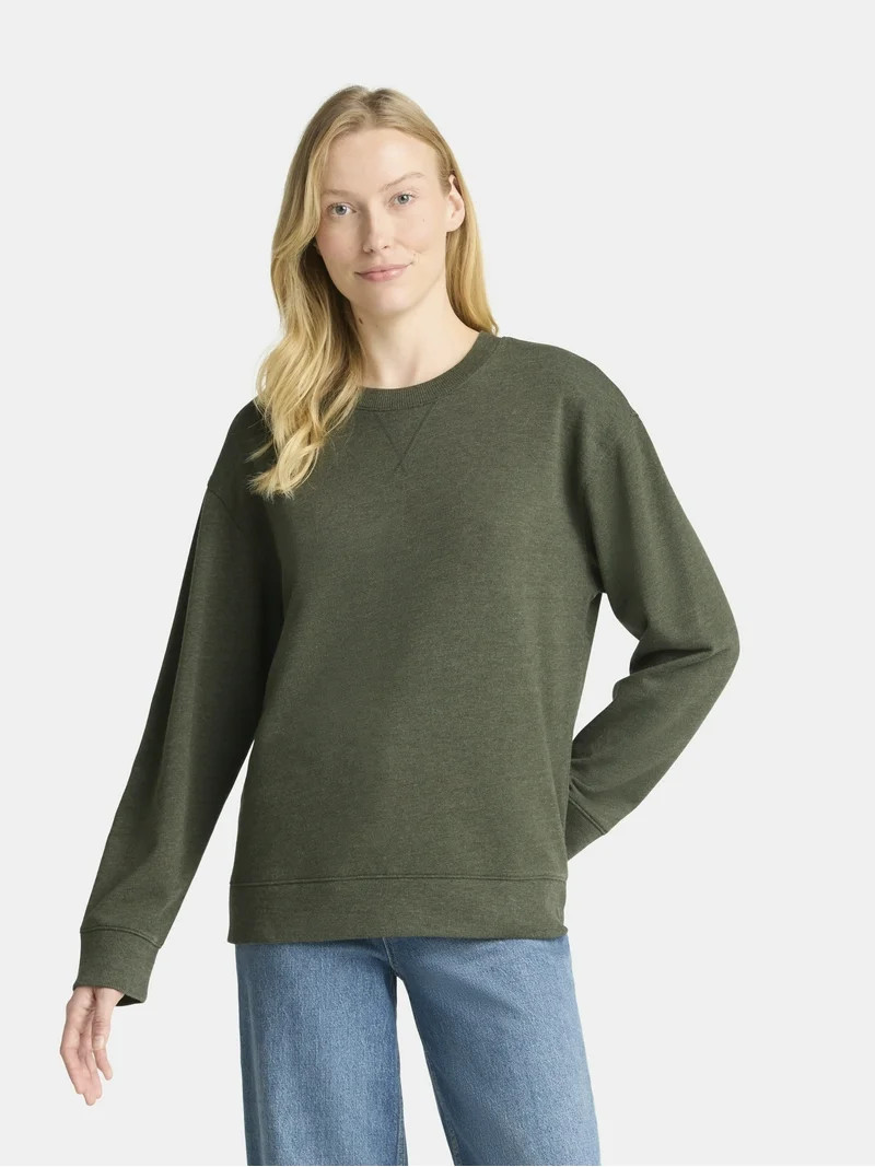 Time and Tru Women's and Women's Plus Crewneck Sweatshirt with Long Sleeves, Sizes XS-4X | Walmart (US)
