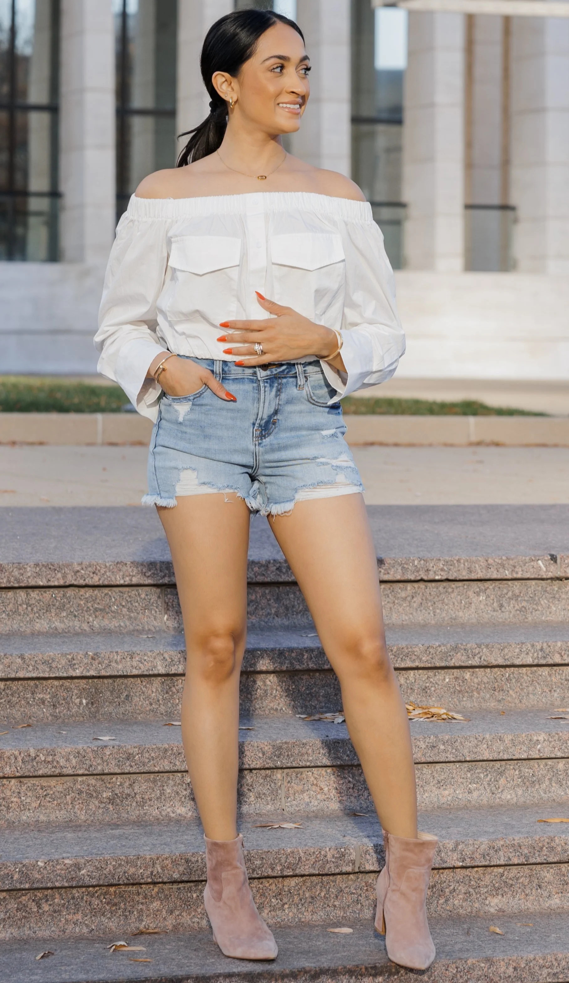 KENZIE MID RISE DENIM SHORTS | Harper's Den