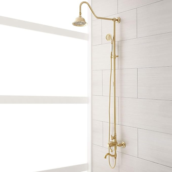 Signature Hardware 429529 Dolwick Exposed Shower System with Rain Shower Head, Hand Shower, and H... | Amazon (US)