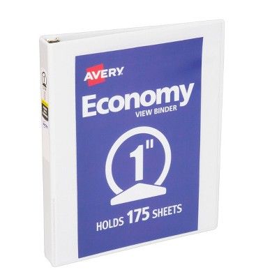 Avery 1" Round Ring Binder 175 Sheet Capacity Economy View Binder - White | Target
