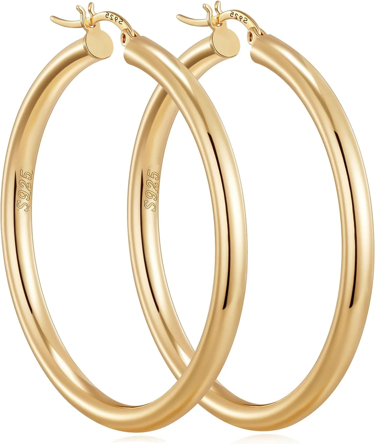 Jewelery Chunky Gold Hoop Earrings for Women, Hypoallergenic 14K Gold Thick Hoops, Lightweight - ... | Walmart (US)