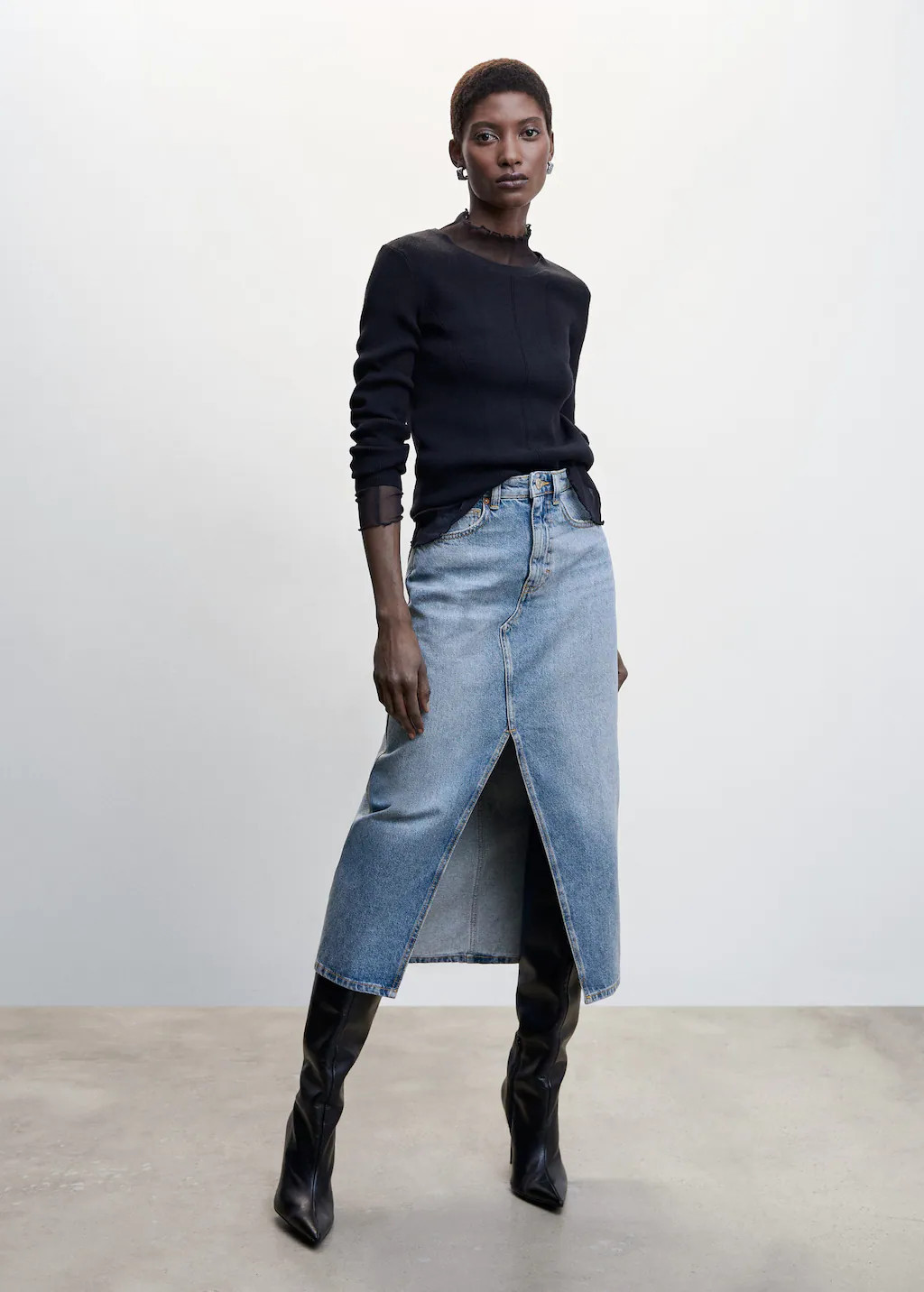Midi denim skirt | MANGO (US)