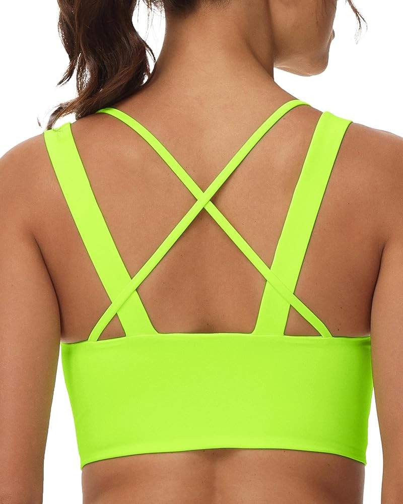 C/D Cup Strappy Light Support Sports Bra Criss Cross Back Longline Yoga Workout Running Gym Sport... | Amazon (US)