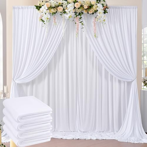20ft x 8ft Wrinkle Free White Backdrop Curtains for Parties, 4 Panels Thick Polyester Photo Backdrop Drapes for Weddings Birthday Photography Background Curtains | Amazon (US)