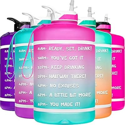 HydroMATE Gallon Motivational Water Bottle with Time Marker with Straw and Handle Large Reusable ... | Amazon (US)